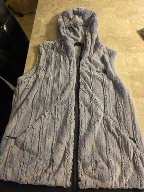 The North Face Women's Gray Plush Hooded Vest